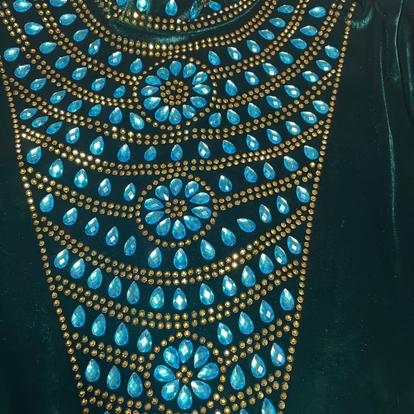 Embellished Green velvet gown - Picture 4 of 4